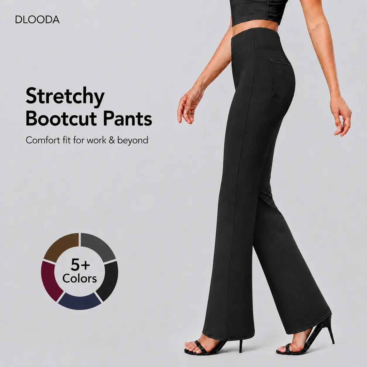 DLOODA Women's High Waist Stretchy Fitted Bootcut Dress Pants - Pull-On Basic Women's Clothes with Pockets, Minimalist Elegant Business Casual Office Slacks for Wardrobe Outfits,back to school shopping