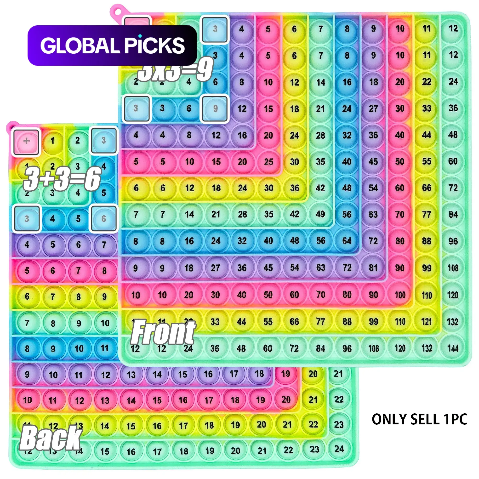 Multiplication and Addition Practice Math Pop Fidget Board Game, Push-Bubble Times Table Number Fidget Toy, Durable Material #GLOBAL PICKS