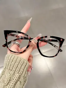 Fashion Oval Frame Glasses, Heart-shaped Leg Decoration Alloy Material Eyeglasses, Fashionable Frames Glasses, Perfect for Parties and Street Style
