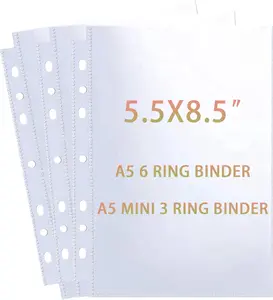Ultra-Clear Waterproof A5 Sheet Protector Sleeves, 40-Pack with 80 Double-Sided Top-Loading Pockets (5.5x8.5 in), Compatible with 6-Ring & 3-Ring Mini Binders, Ideal for Playbills & Papers