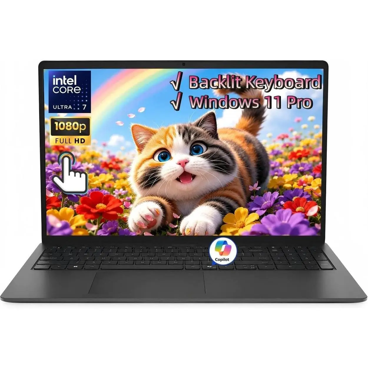 Dell 15 Touchscreen Laptop Computer 2026, Intel 12-Core Ultra 7 255U (Up to 5.2GHz), 15.6" FHD Anti-Glare, 16 GB DDR5 5600MT/s, 1 TB SSD, Intel Graphics, Wi-Fi6, Backlit KB, AI Copilot, Windows 11 Pro
