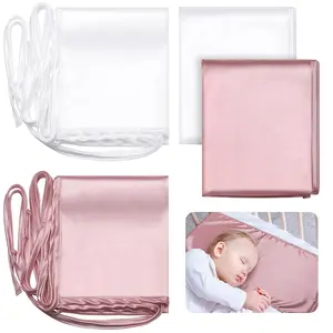 2 count Satin Bassinet Sheet  Hair Soft Silk Feeling Sheet  Bassinet for Rectangle Cradle Pad Mattress Boys Girls  (Pink, White)