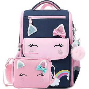 Cute unicorn backpack with lunch bag for men and women 2pcs for school travel work people.