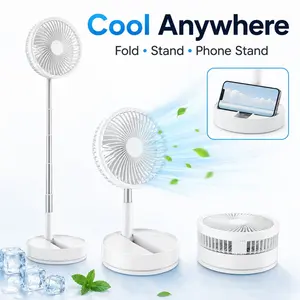 EURVET portable standing fan, USB floor fan powered by a rechargeable battery, equipped with a remote control, suitable for use in bedrooms, camping, or travel