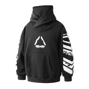 Simh25 Niepce Black Cyberpunk Techwear Streetwear Graphic Hoodie with Neck Gaiter