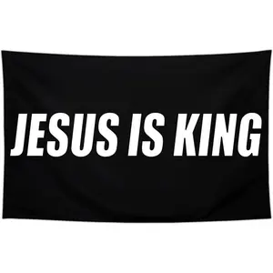 Tapestry  Jesus is King Flag,Polyester, Outdoor Faith Over Fear Banner, Patriotic Decoration Decorating Ornaments