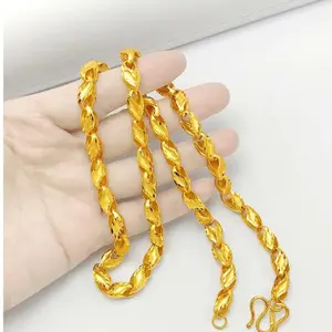 6mm 23.6in Wheat Spike Melon Seed Link Chain Necklace, Long-Lasting Metal Coating, Light Luxury Jewelry for Women, Valentine Gift, Modern Versatile Fashion Costume Accessory