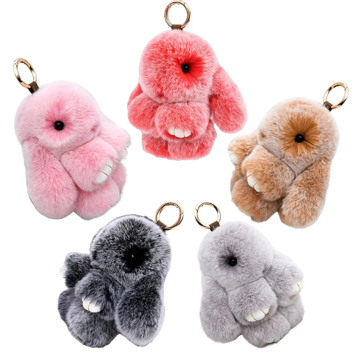 Cute Plush Bunny Bag Charm for Purses, Handmade Fluffy Pom Pom Keychain for Women Girls, Car Accessory with Tin Gift Box, Bag Charms For Purse, Plush Toy Keychains, Keychain For Car Keys