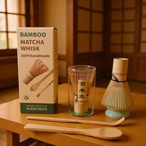 Handmade Bamboo Matcha Tea Set with Bamboo Whisk - Tea Kit for Home & Office, Authentic powder Drink Experience, Ideal Gift for Tea Lovers & Zen, Durable Bamboo for maccha Preparations