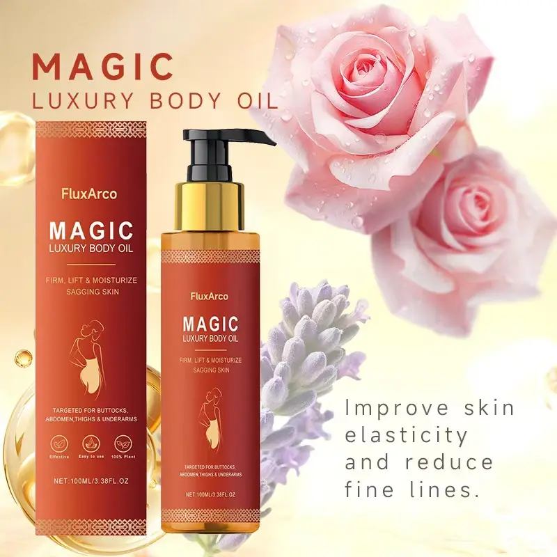 Magic Luxury Body Firming Oil, Natural Vegetable & Plant Essence Massage Oil with Rose Lavender Extract, Deep Hydrating Anti-Aging Body Oil to Boost Skin Elasticity & Smooth Fine Lines for All Dry Skin