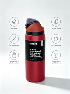 Owala 32oz Red, Free Sip Water Bottle, 2-In-1 Straw Insulated Stainless Steel Leak Proof Cup, BPA Free Flip Lock Drink Cup For Travel Fitness Festival Sports