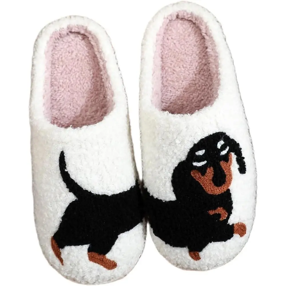 Women's Men's Cute Cartoon Dachshund Design Plush Slippers,Fluffy Home Slippers,Warm Slippers for Indoor and Outdoor Use for fall Winter,Footwear