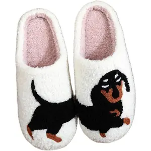 Women's Men's Cute Dog Slippers Fuzzy Memory Foam Kawaii Cartoon Animal Slippers Winter Warm Fluffy Shoes cartoon christmas fall winter gift Plush Design Christmas home footwear