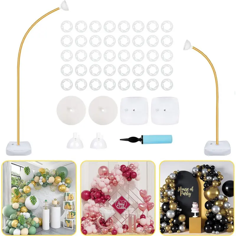 250cm+150cm Gold Soft Balloon Arch Kit, Adjustable Flexible Support Frame with Water Bag Base, Multi-Purpose Decor for Christmas New Year Wedding Baby Shower Party, Balloon Party Supplies, Party Balloons Decorations