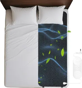 Grounding Mat for Bed, Grounding Mattress Cover Pad for Improve Sleep, Conductive Carbon Leatherette Earth Mat Grounded Pad (Black 1)