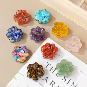 1PC Natural Crystal Stone Mini Cat's Paw Statue, Reiki Healing Figurine for Positive Energy, Feng Shui Amulet for Home & Office Decor