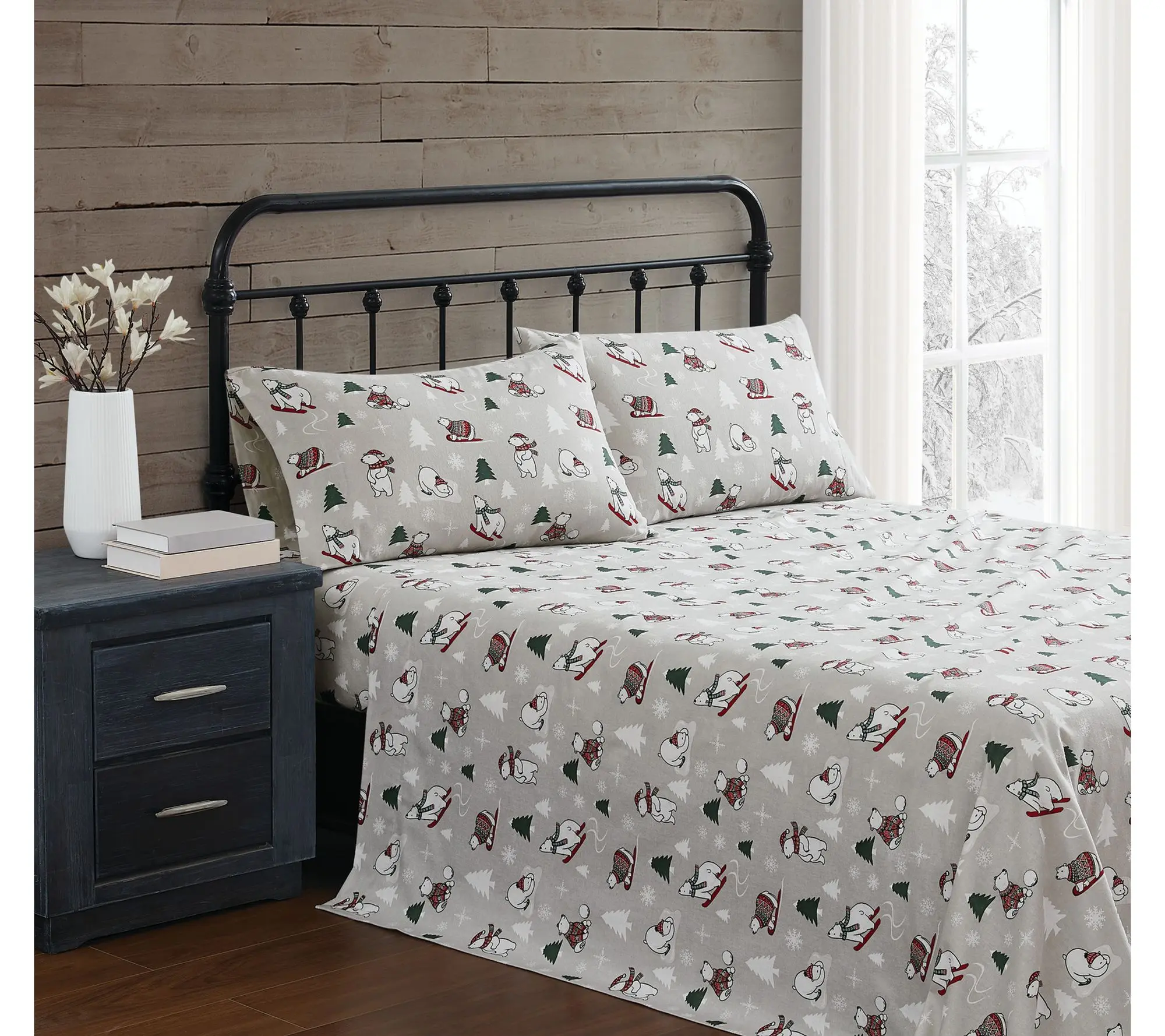 Truly Soft Polar Bears King Flannel Sheet Set