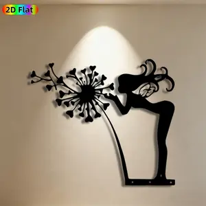 1pc Dandelion & Fairy Metal Wall Art, Whimsical Dandelion Fairy Statue Mural, Ideal Gift for Easter, New Year, Garden Decor Enthusiasts, Weather-Resistant Metal Wall Decor , Perfect for Outdoor Fence & Indoor Living Room Wall Nature Enthusiasts