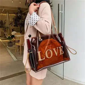 Tote Bag Large Capacity Transparent Jelly Single Shoulder Crossbody Bag Trendy Large Bag New Style Bag for Women(Sheets)