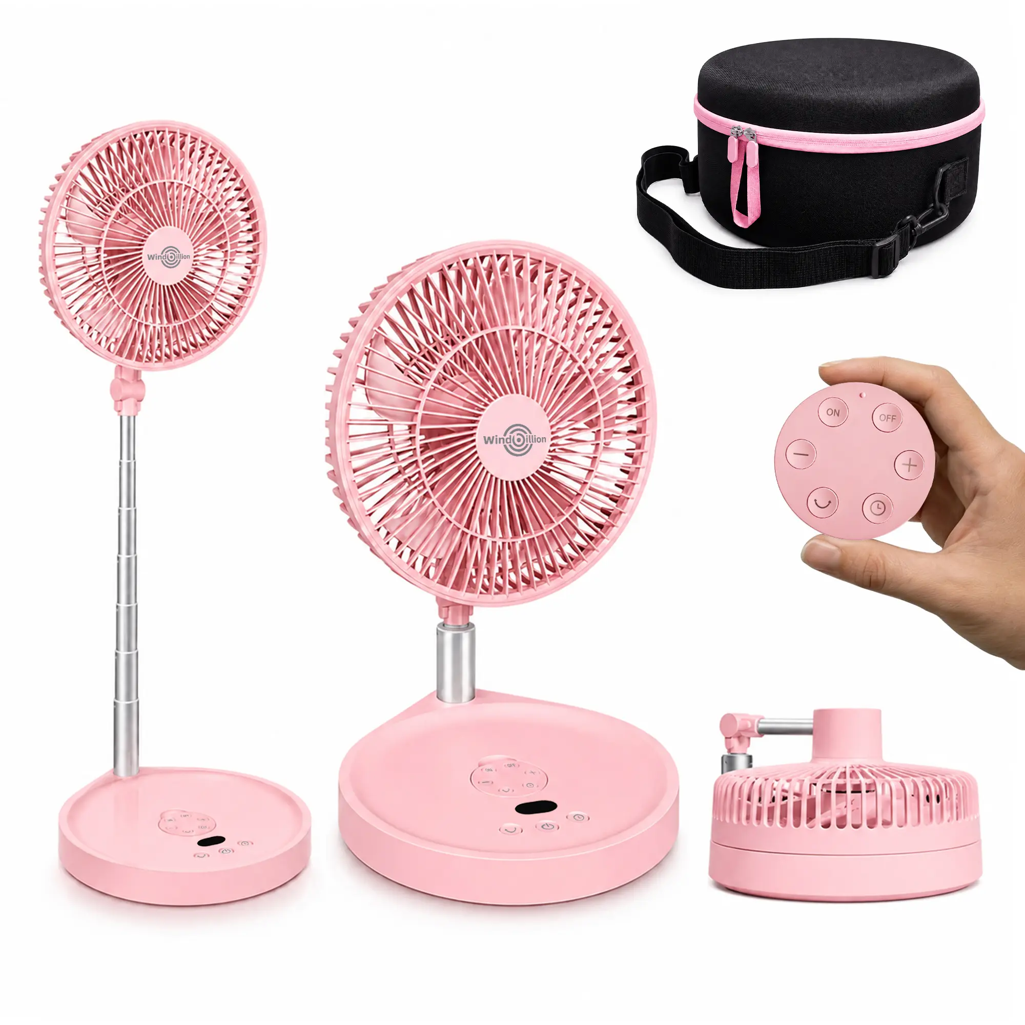 WindBillion H6 Portable Fan with Digital Display, Cordless Foldable 5-Speed Rechargeable Adjustable Height Fan for Home and Travel