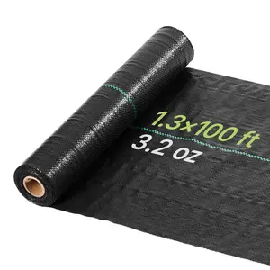 【FathersDayGift】VEVOR Weed Barrier Fabric Heavy Duty, 1.3x100FT 3.2oz Landscape Fabric, Woven Weed Blocker Fabrics, Garden Fabrics Weeds Barrier, Weeds Control Ground Cover, Geotextile Webbing, Gardening Mat, Black