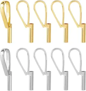 10Pcs 2 Colors Vertical Pin to Pendant Brooch Pendant Converters Alloy Brooch Pin to Necklace Keychain Converters Tube Design with Bail Convert for Necklace Keychain Hair Rope