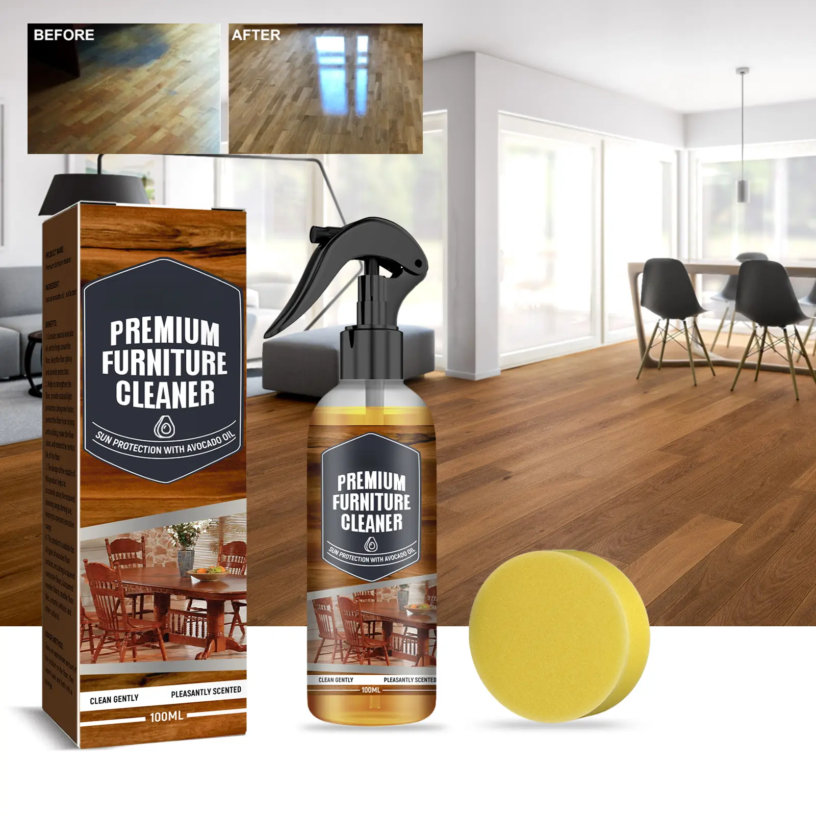 Household Multi-Purpose Stain Floor Cleaner - Powerful Stain Remover, Brightening Polisher for Wooden, Marble Floors, Multi-Purpose Floor Cleaners, Stain Floor Cleaners