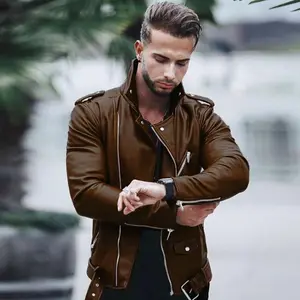 New men's leather jackets in large sizes, stylish and slim-fitting leather outerwear Menswear Coats