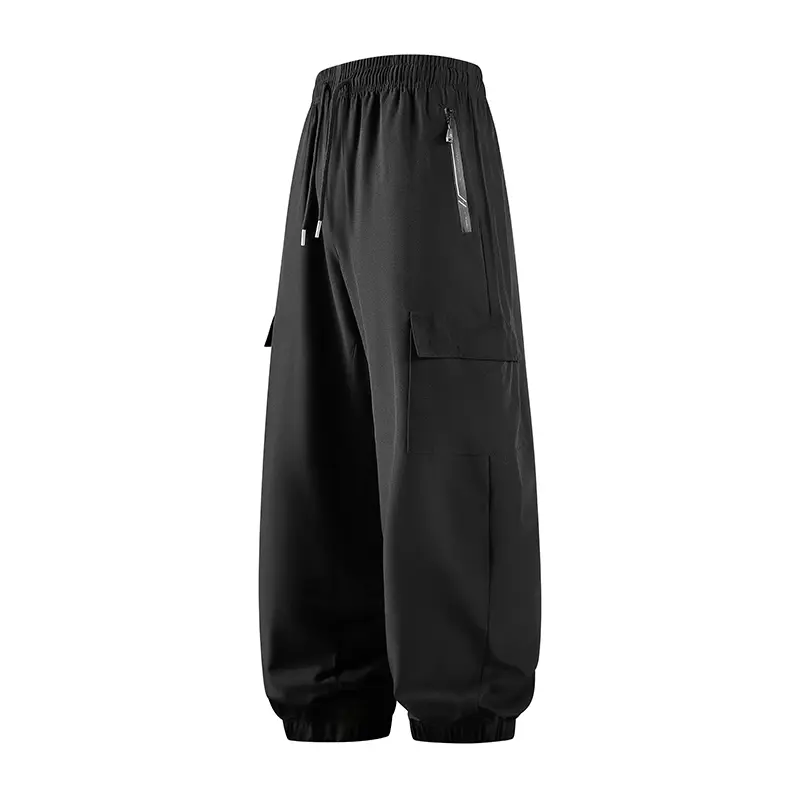 Men’s boys’ sports  with pockets, solid color training/jogging ,straight street-style design, fashionable basic wide-leg jogger for men, loose long bagg sweatpants black gym workout clothes summer fit bottoms Casual Loose-Fit Drawstring Pants slacks