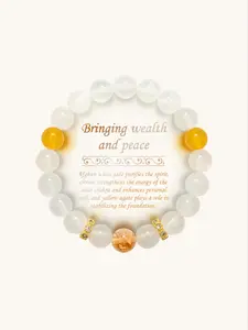 Natural Afghan White Jade with Yellow Agate and Citrine High Quality Bracelet, Fashionable and Versatile Design Suitable for Wearing at Any Time, Gifts for Friends