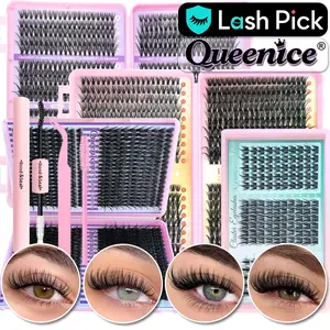 800Pcs DIY Lash Extension Kit Eyelash Clusters Extensions 30D/40D/50D/60D/80D/100D Individual Cluster Lashes Segmented Natural Versatile Thick Eyelash Set