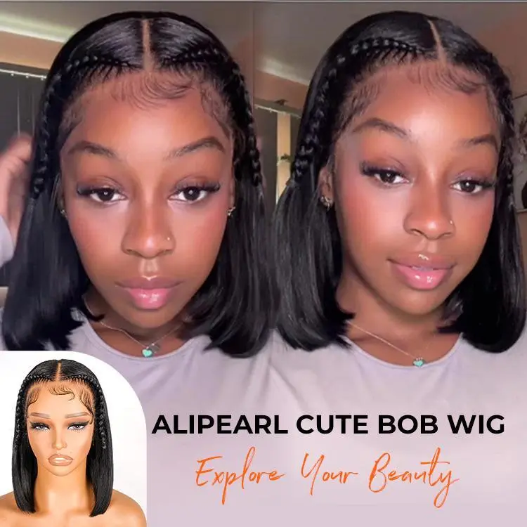 Alipearl Hair Pre Braided Short Bob Wig Human Hair Straight 13x4 Lace Front Bob Wig Stylist Pre Cut Lace Pre Styled Glueless Ready To Go Wig #TikTokShopBackToSchool #SoHoChic
