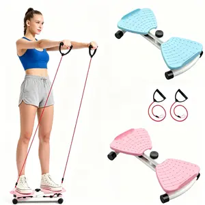 Home Fitness Waist Twister With Pull Resistance Ropes Portable Core Strength Trainer Indoor Core Training Waist Twister Pull Rope Portable Fitness Equipment Twisting Ab Twist Board