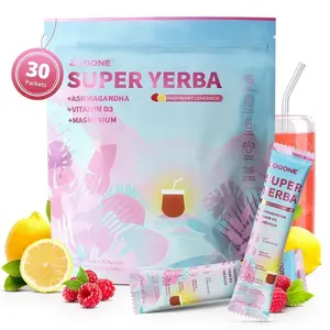 ZOOONE Super Yerba Mate Instant Tea Powder Raspberry Lemonade Flavor 30 Servings Beverage with Ashwagandha Vitamin D3 & Magnesium