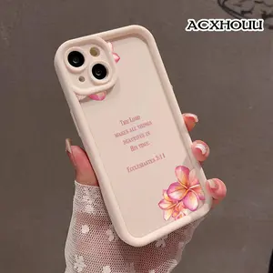 Compatible with iPhone 17 16 E Pro Max 15 Plus 14 13 12 11 XS XR Plumeria All Things Beautiful Verse Stylish Pastel Anti-Fall Lightweight Soft Protective Cover