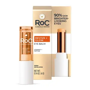 RoC Multi Correxion Revive + Glow Vitamin C Eye Balm,Touchless Stick Under-Eye Brightener for Dark Circles & Puffiness, Fragrance-Free, 0.14 oz