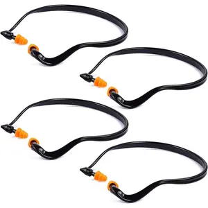 Banded Earplugs for Shooting Range Band Ear Plugs Lightweight Silicone Earplugs for Hearing Protection, Noise Reduction, Work, Construction, Sleeping, Concerts, Sports Racing(Orange,4 Pcs)