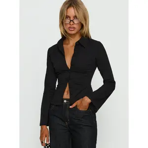 Emersonne Button Up Top Black