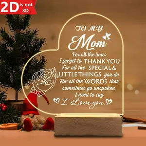 Heart-Shaped Acrylic Night Light — Ideal for Mother's Day, Birthday & Family Celebrations.