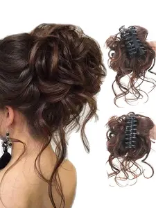 Natural Look Curly Hair Bun Scrunchie, Synthetic Hair Extension for Women & Girls, Perfect for Daily Wear & Parties, Synthetic Extensions