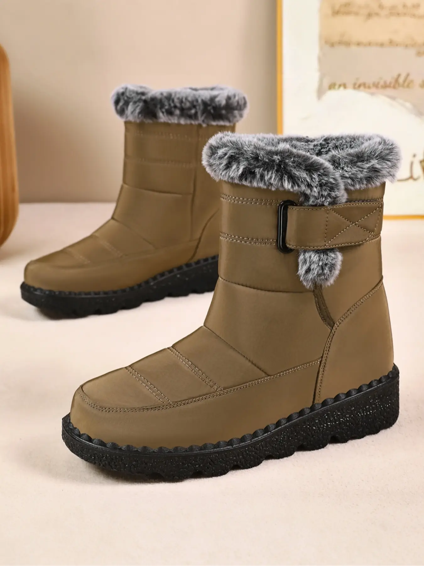 Women's Winter Boots, Waterproof Snow Booties, Comfortable Mid-Calf Short Boots, Lightweight Non-Slip Women's Shoes, Warm Snow Boots, Ice Boots