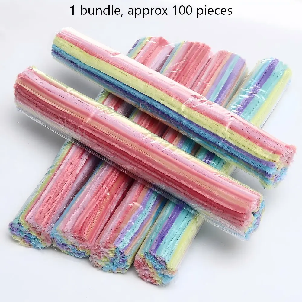100 Pcs 30cm Gradient Macaron Pipe Cleaners, Soft Fuzzy Chenille Stems, DIY Flower Making, Kids Art Projects, Handmade Home Decoration Craft Supplies