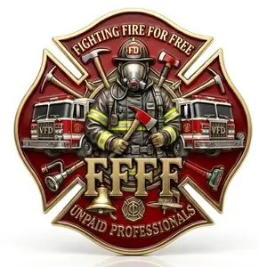 Fighting Fire for Free Volunteer Firefighter Fire Department Window or Helmet Decal Exterior Sticker