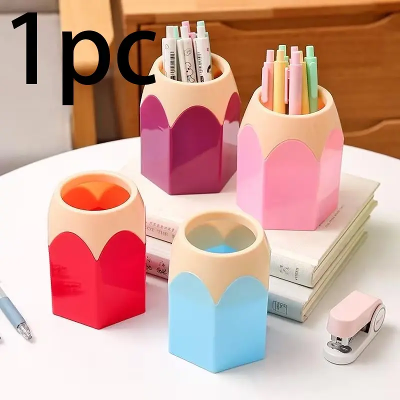 Colorful Pencil Holder Multi-Functional Creative Student Stationery Desktop Organizer, Plastic Pen Tray for Markers, Office Supplies Storage, Desk Organizers, Desk Gadgets