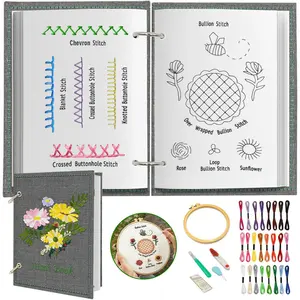 Beginners Embroidery Stitch Book, DIY Needlepoint Kits Comes with a Complete Tool Kit, Instructional Tutorial and 6x8 Inch Removable Practice Patterns, Gifts for Craft Lovers, Mom, Women