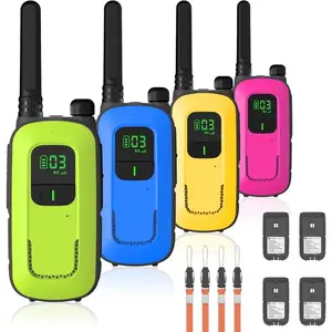 Radioddity FS-T3 Walkie Talkies for Adults Kids Long Range 4 Pack Rechargeable Walky Talky FRS Two Way Radio, 22 Channels License Free USB Charging with Flashlight Boys Girls Gift for Camping Hiking