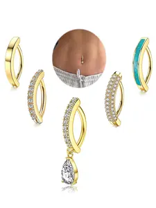 Elegant Artificial Zircon Decor Belly Button Rings, Water Drop Shaped Navel Rings, Exquisite Trendy Belly Piercing Jewelry for Women, Chic Body Jewelry for Party & Daily Decor, Fashion Body Jewelry