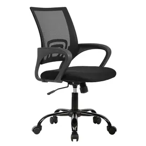 BestOffice Home Office Chair Ergonomic Desk Chair Mid-Back Mesh Computer Chair Lumbar Support Comfortable Executive Adjustable Rolling Swivel Task Chair with Armrests(Black)