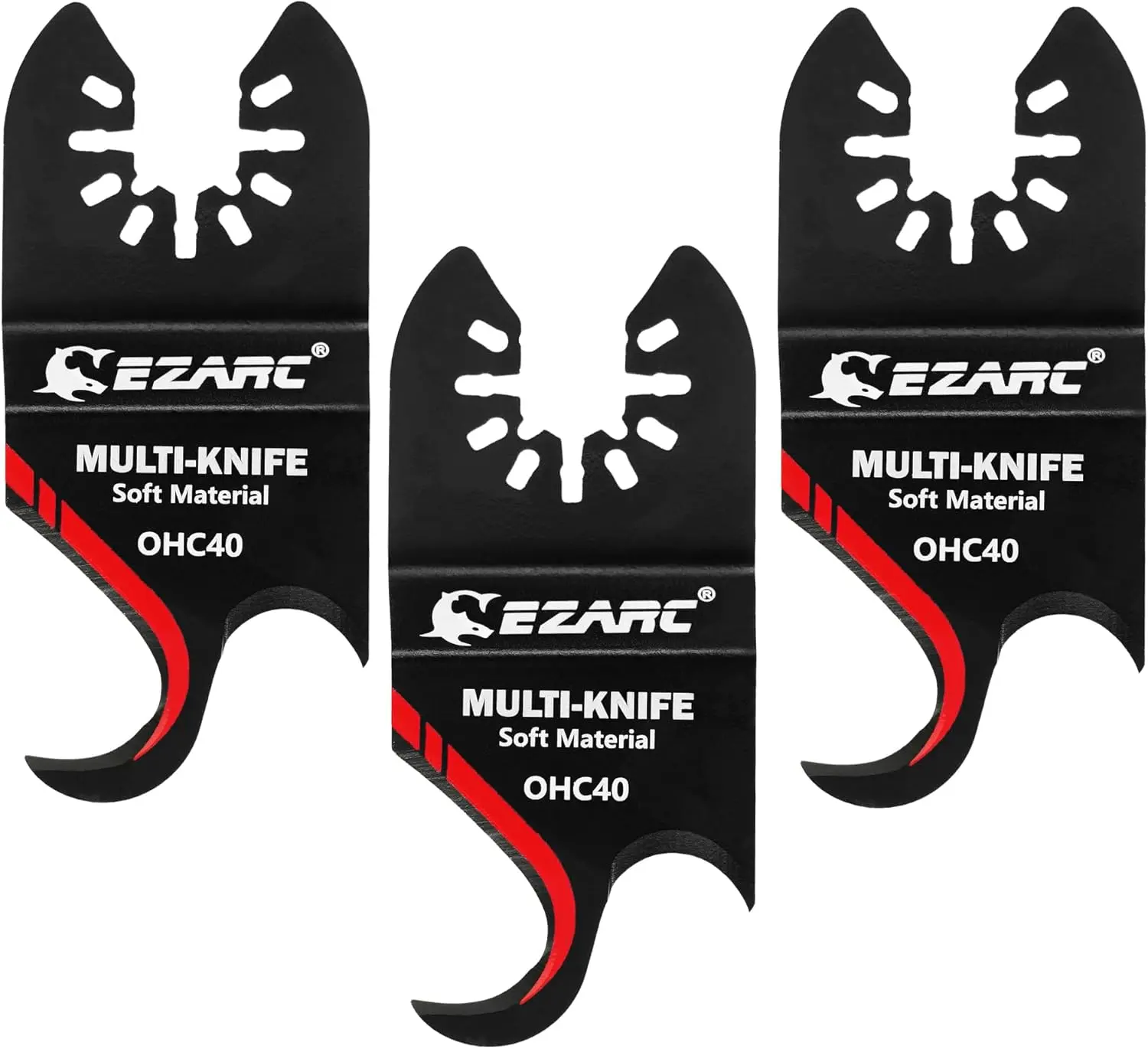 EZARC Oscillating Multi-Tool Hook Knife Blade Set (3PCS) with Universal Compatibility, for Cutting Soft Materials, Thin PVC Floors, Artificial Turf, Roofing Shingles and Cardboard,father'sdaygifts