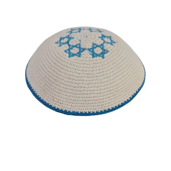 Knitted Yarmulke Magen David Yameka Kippa Hat Covering Cap 17cm Men Daily